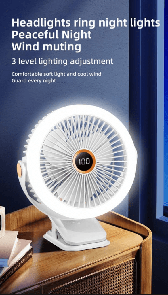 Rechargeable Fan (8 Inch, LED Light)